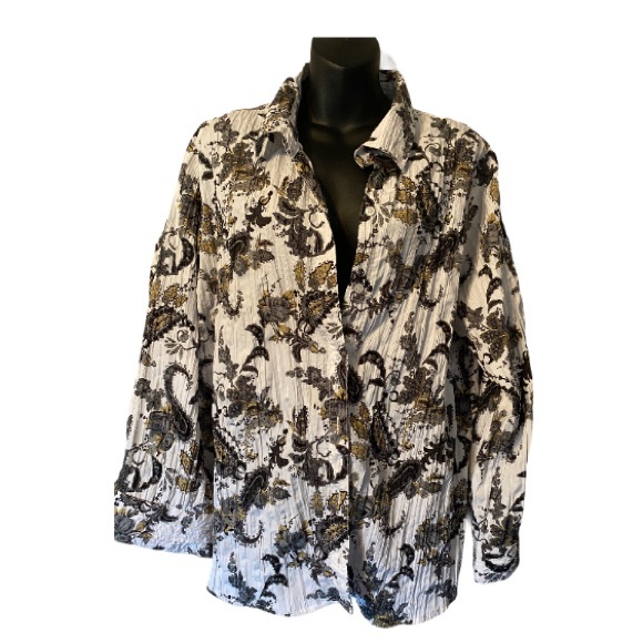 PAISLEY BUTTON UP LONG SLEEVED SHIRT IN SIZE 2X - Picture 2 of 10